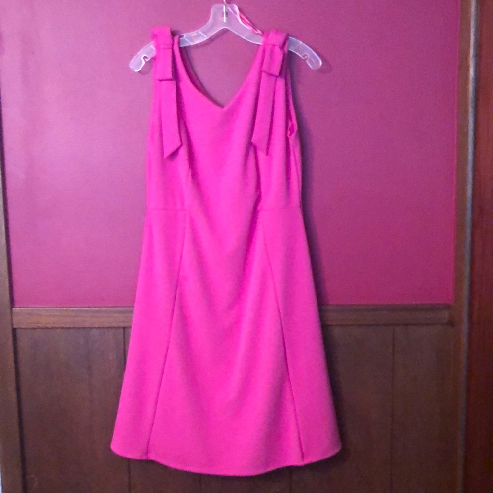 A-line pink dress with bows on top